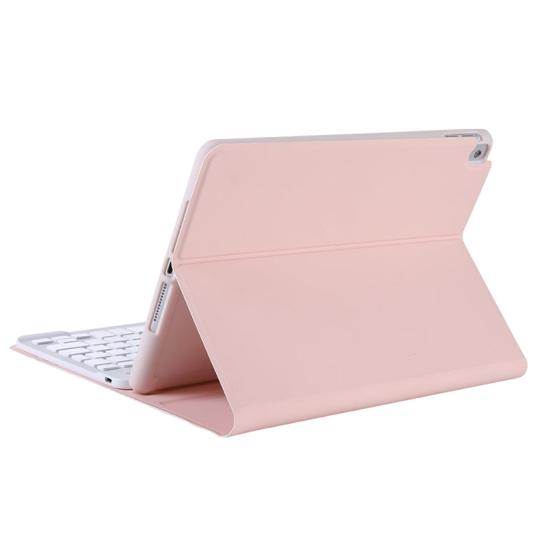 A07B-A Lambskin Texture Square Keycap Bluetooth Keyboard Leather Case with Touch Control For iPad 9.7 2018 & 2017 / Pro 9.7 inch / Air 2(Pink) - Universal by buy2fix | Online Shopping UK | buy2fix