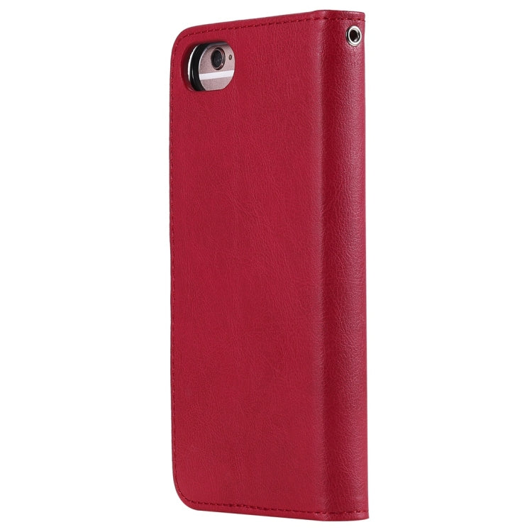 For iPhone 6 / 7 / 8 Solid Color Horizontal Flip Protective Case with Holder & Card Slots & Wallet & Photo Frame & Lanyard(Red) - More iPhone Cases by buy2fix | Online Shopping UK | buy2fix