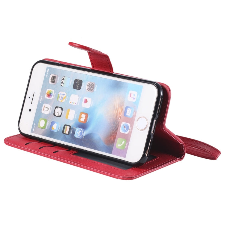 For iPhone 6 / 7 / 8 Solid Color Horizontal Flip Protective Case with Holder & Card Slots & Wallet & Photo Frame & Lanyard(Red) - More iPhone Cases by buy2fix | Online Shopping UK | buy2fix