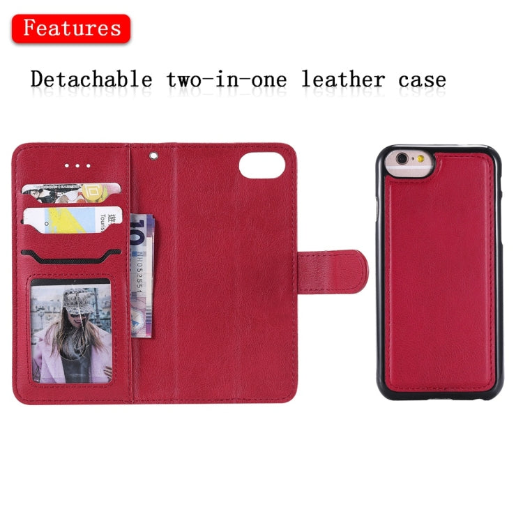 For iPhone 6 / 7 / 8 Solid Color Horizontal Flip Protective Case with Holder & Card Slots & Wallet & Photo Frame & Lanyard(Red) - More iPhone Cases by buy2fix | Online Shopping UK | buy2fix