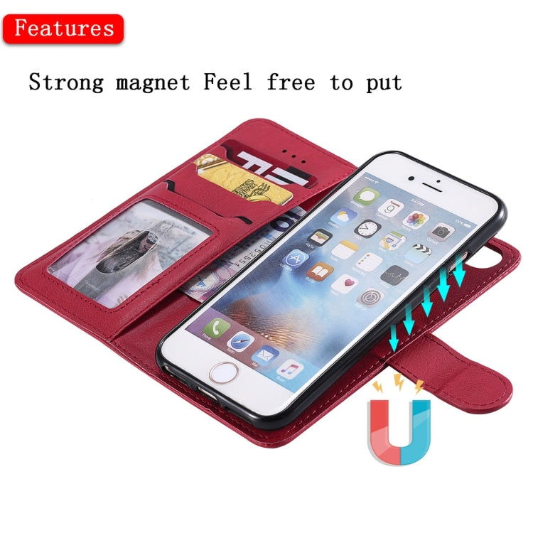 For iPhone 6 / 7 / 8 Solid Color Horizontal Flip Protective Case with Holder & Card Slots & Wallet & Photo Frame & Lanyard(Red) - More iPhone Cases by buy2fix | Online Shopping UK | buy2fix