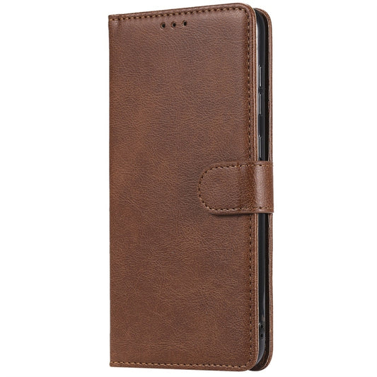 For Galaxy A70 Solid Color Horizontal Flip Protective Case with Holder & Card Slots & Wallet & Photo Frame & Lanyard(Brown) by buy2fix