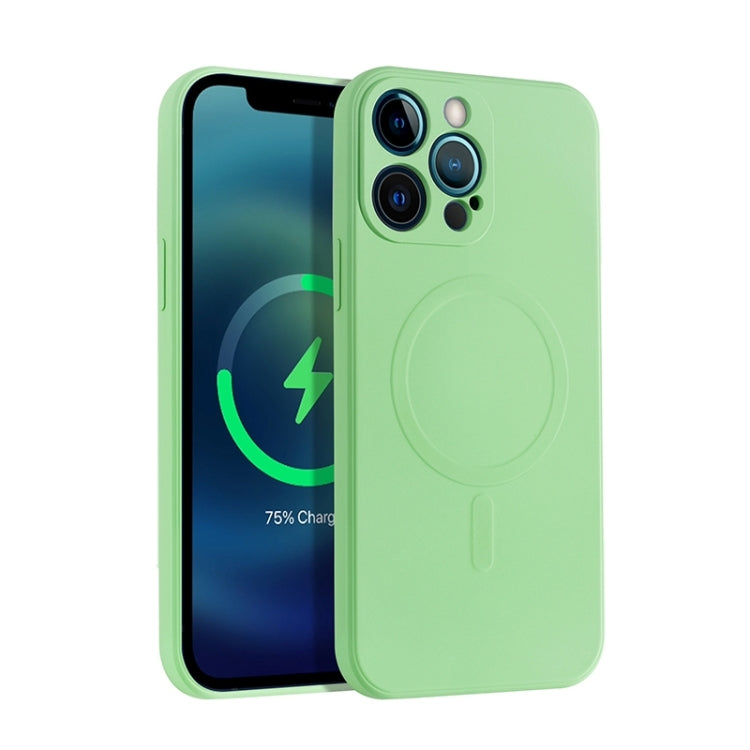 For iPhone 12 Pro Liquid Silicone Full Coverage Magsafe Phone Case(Green) - iPhone 12 / 12 Pro Cases by buy2fix | Online Shopping UK | buy2fix