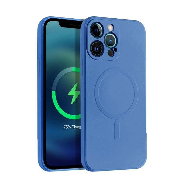 For iPhone 12 Pro Liquid Silicone Full Coverage Magsafe Phone Case(Blue) - iPhone 12 / 12 Pro Cases by buy2fix | Online Shopping UK | buy2fix
