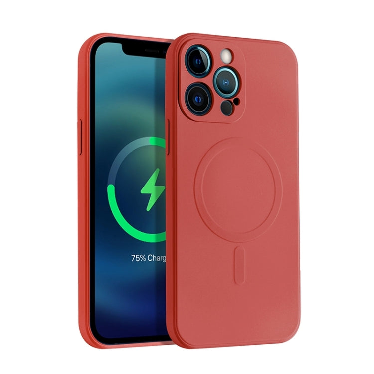 For iPhone 12 Pro Liquid Silicone Full Coverage Magsafe Phone Case(Dark Red) - iPhone 12 / 12 Pro Cases by buy2fix | Online Shopping UK | buy2fix