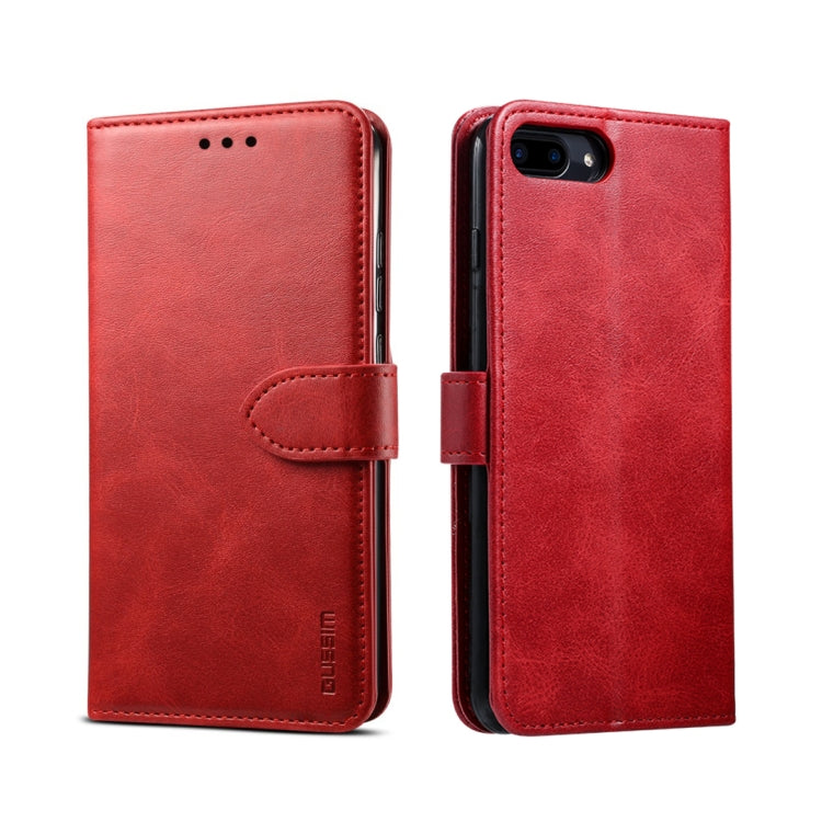 For iPhone 8 Plus / 7 Plus GUSSIM Magnetic Horizontal Flip Leather Case with Holder & Card Slots & & Wallet(Red) - More iPhone Cases by GUSSIM | Online Shopping UK | buy2fix