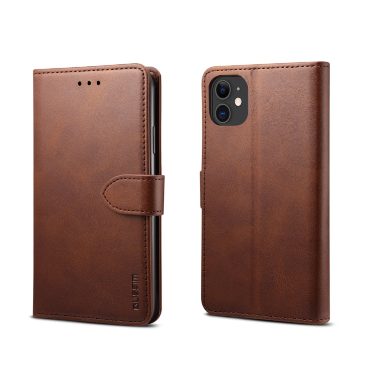 For iPhone 11 GUSSIM Magnetic Horizontal Flip Leather Case with Holder & Card Slots & & Wallet(Brown) - iPhone 11 Pro Max Cases by GUSSIM | Online Shopping UK | buy2fix