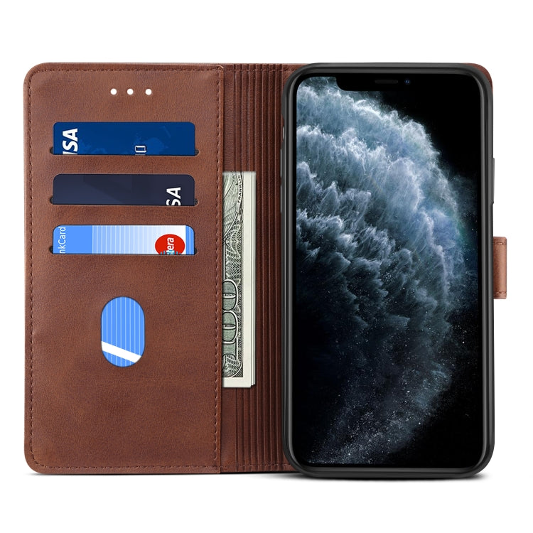 For iPhone 11 GUSSIM Magnetic Horizontal Flip Leather Case with Holder & Card Slots & & Wallet(Brown) - iPhone 11 Pro Max Cases by GUSSIM | Online Shopping UK | buy2fix