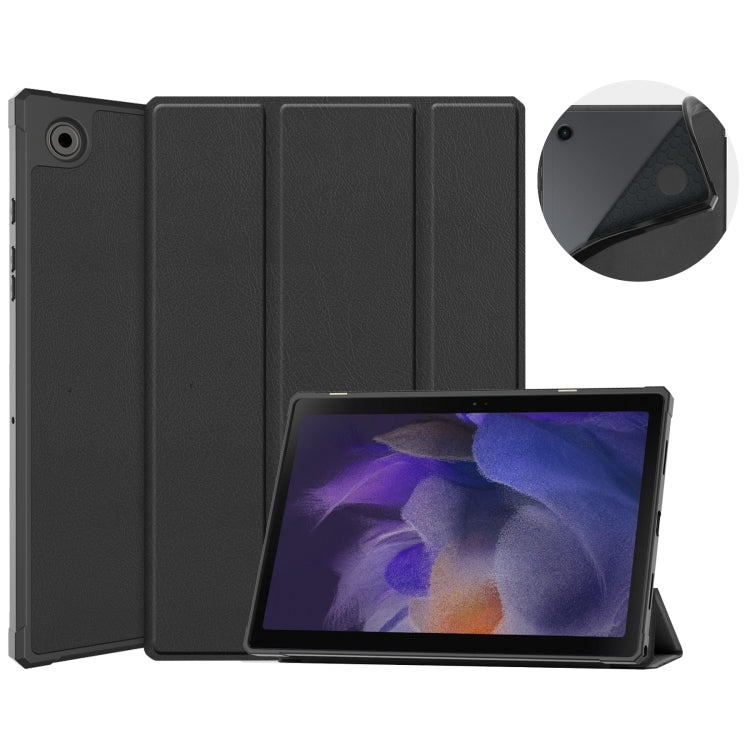 For Samsung Galaxy Tab A8 2021 SM-X205 3-Fold Holder Leather Tablet Case(Black) - Other Galaxy Tab PC by buy2fix | Online Shopping UK | buy2fix