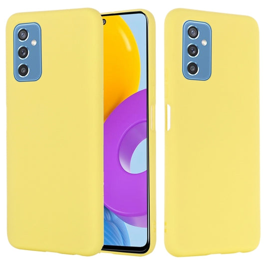 For Samsung Galaxy M52 5G Pure Color Liquid Silicone Phone Case(Yellow) by buy2fix