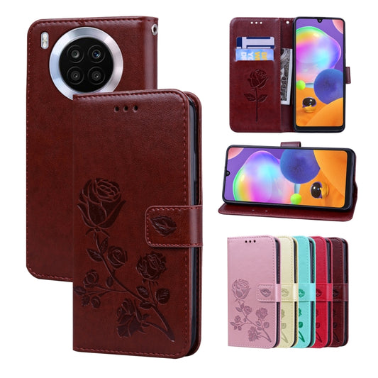 For Honor 50 Lite Rose Embossed Leather Phone Case(Brown) - Honor Cases by buy2fix | Online Shopping UK | buy2fix