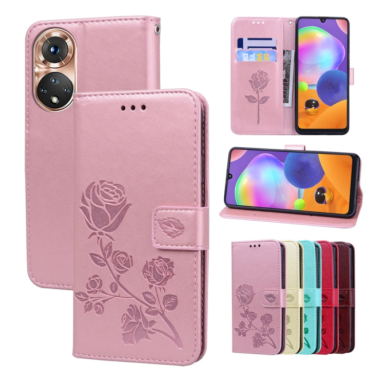 For Honor 50 Rose Embossed Leather Phone Case(Rose Gold) - Honor Cases by buy2fix | Online Shopping UK | buy2fix