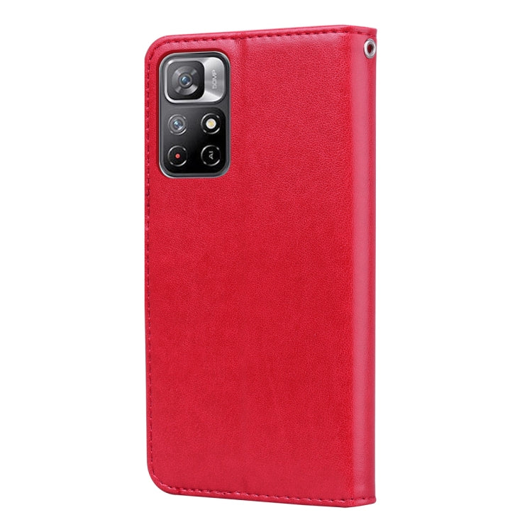 For Xiaomi Redmi Note 11T 5G / Poco M4 Pro 5G Rose Embossed Leather Phone Case(Red) - Xiaomi Cases by buy2fix | Online Shopping UK | buy2fix