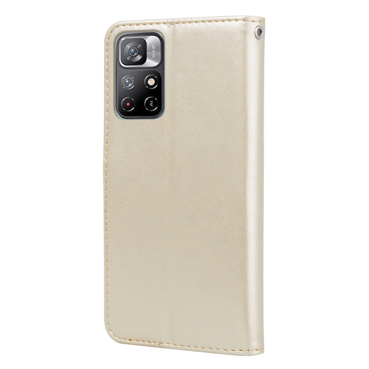 For Xiaomi Redmi Note 11T 5G / Poco M4 Pro 5G Rose Embossed Leather Phone Case(Gold) - Xiaomi Cases by buy2fix | Online Shopping UK | buy2fix