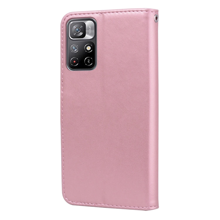 For Xiaomi Redmi Note 11T 5G / Poco M4 Pro 5G Rose Embossed Leather Phone Case(Rose Gold) - Xiaomi Cases by buy2fix | Online Shopping UK | buy2fix