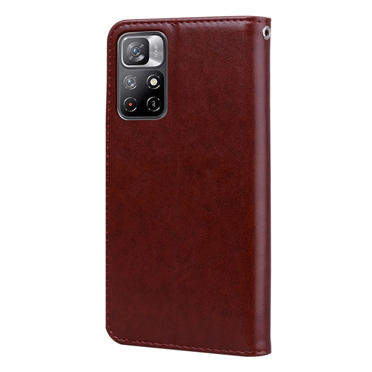For Xiaomi Redmi Note 11T 5G / Poco M4 Pro 5G Rose Embossed Leather Phone Case(Brown) - Xiaomi Cases by buy2fix | Online Shopping UK | buy2fix