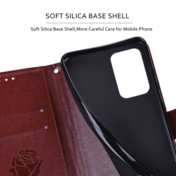 For Xiaomi Redmi Note 11T 5G / Poco M4 Pro 5G Rose Embossed Leather Phone Case(Brown) - Xiaomi Cases by buy2fix | Online Shopping UK | buy2fix