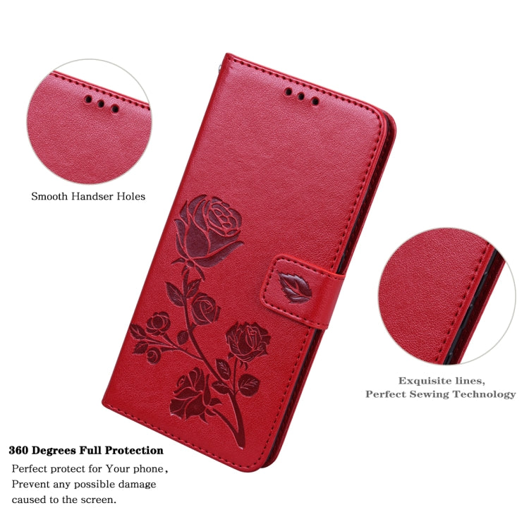 For Samsung Galaxy S22 5G Rose Embossed Leather Phone Case(Red) - Galaxy S22 5G Cases by buy2fix | Online Shopping UK | buy2fix
