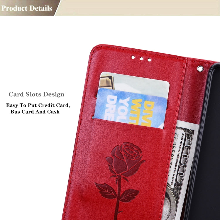 For Samsung Galaxy S22 5G Rose Embossed Leather Phone Case(Red) - Galaxy S22 5G Cases by buy2fix | Online Shopping UK | buy2fix