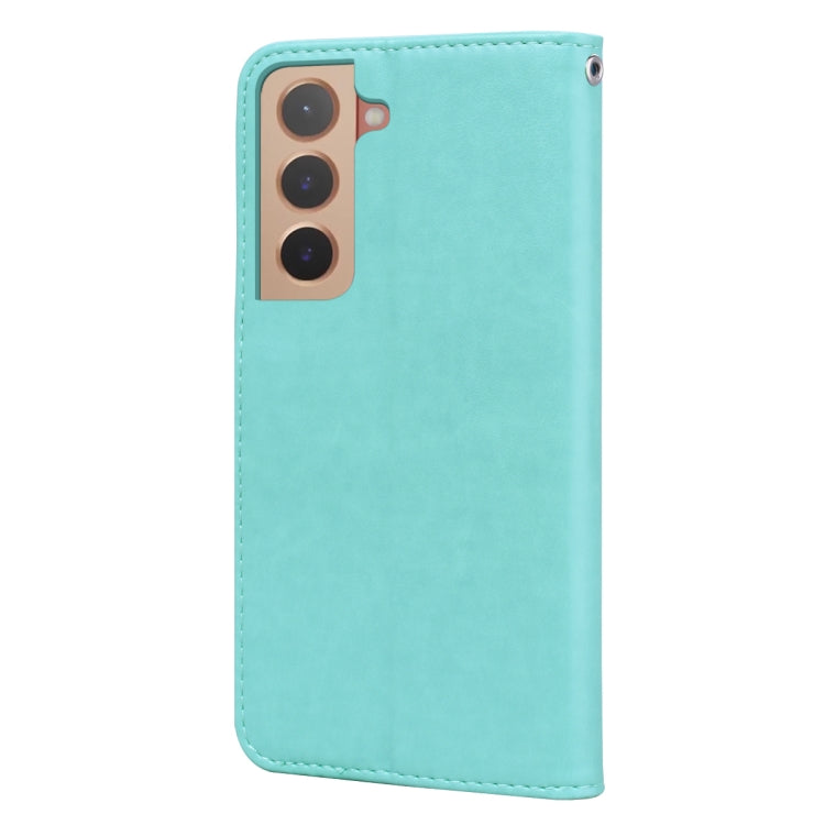 For Samsung Galaxy S22 5G Rose Embossed Leather Phone Case(Green) - Galaxy S22 5G Cases by buy2fix | Online Shopping UK | buy2fix