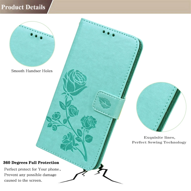 For Samsung Galaxy S22 5G Rose Embossed Leather Phone Case(Green) - Galaxy S22 5G Cases by buy2fix | Online Shopping UK | buy2fix