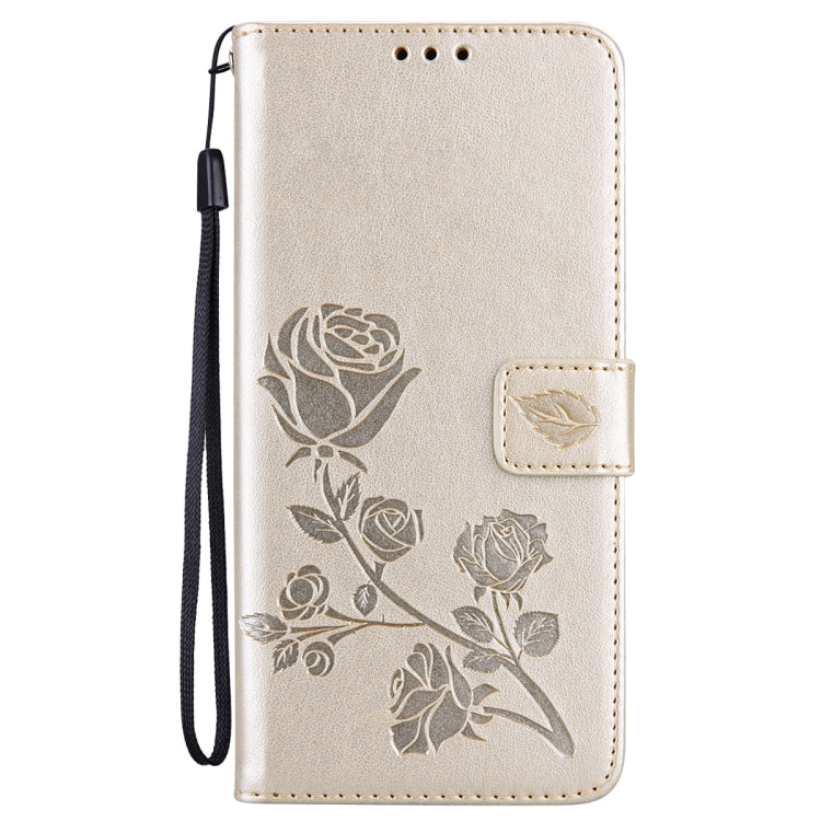For Samsung Galaxy S22 5G Rose Embossed Leather Phone Case(Gold) - Galaxy S22 5G Cases by buy2fix | Online Shopping UK | buy2fix