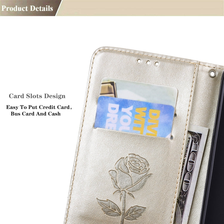 For Samsung Galaxy S22 5G Rose Embossed Leather Phone Case(Gold) - Galaxy S22 5G Cases by buy2fix | Online Shopping UK | buy2fix