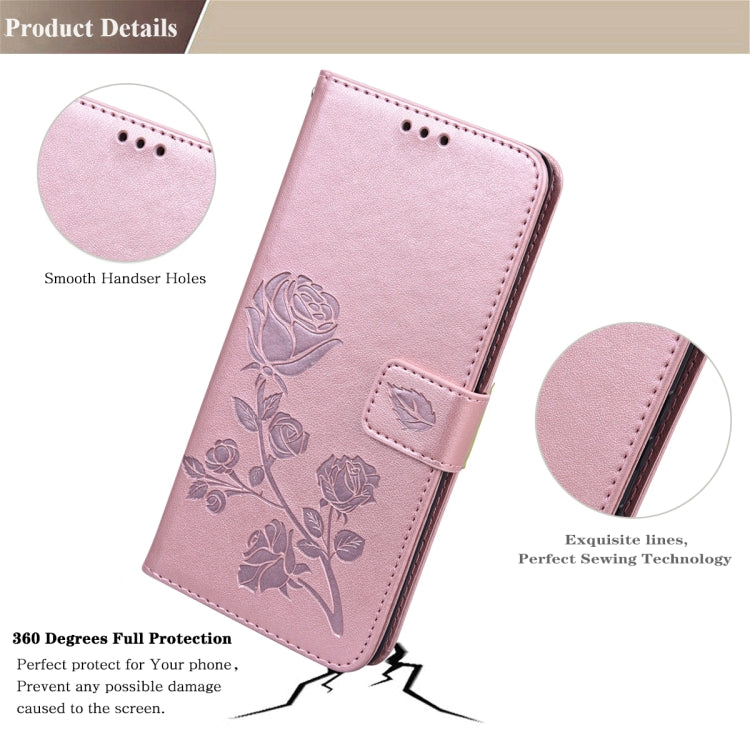 For Samsung Galaxy S22 5G Rose Embossed Leather Phone Case(Rose Gold) - Galaxy S22 5G Cases by buy2fix | Online Shopping UK | buy2fix
