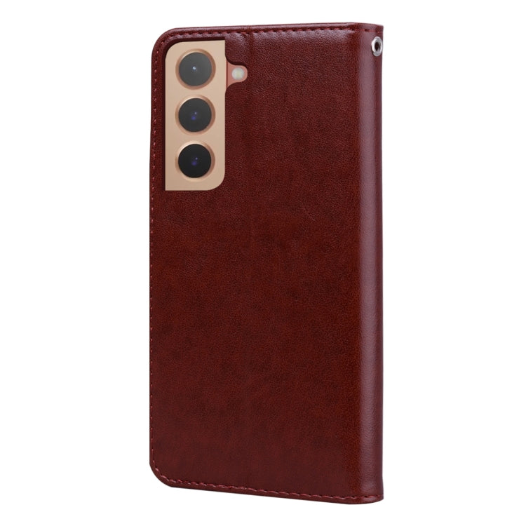 For Samsung Galaxy S22 5G Rose Embossed Leather Phone Case(Brown) - Galaxy S22 5G Cases by buy2fix | Online Shopping UK | buy2fix