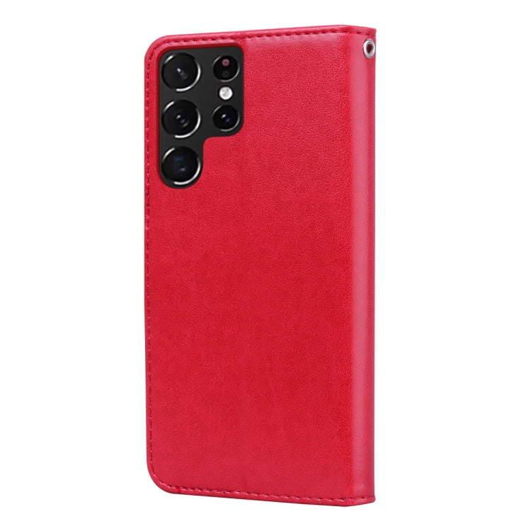 For Samsung Galaxy S22 Ultra 5G Rose Embossed Leather Phone Case(Red) - Galaxy S22 Ultra 5G Cases by buy2fix | Online Shopping UK | buy2fix