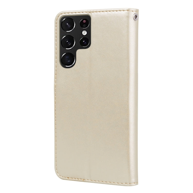 For Samsung Galaxy S22 Ultra 5G Rose Embossed Leather Phone Case(Gold) - Galaxy S22 Ultra 5G Cases by buy2fix | Online Shopping UK | buy2fix