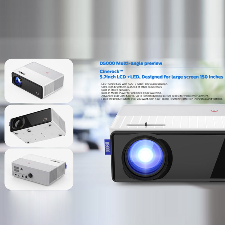 VIVIBRIGHT D5000 1920x1080P 420ANSI 6000Lumens LCD + LED HD Digital Projector, Basic Version EU Plug - LED Projector by VIVIBRIGHT | Online Shopping UK | buy2fix