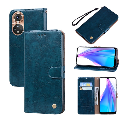 For Honor 50 Oil Wax Texture Leather Phone Case(Blue) - Honor Cases by buy2fix | Online Shopping UK | buy2fix
