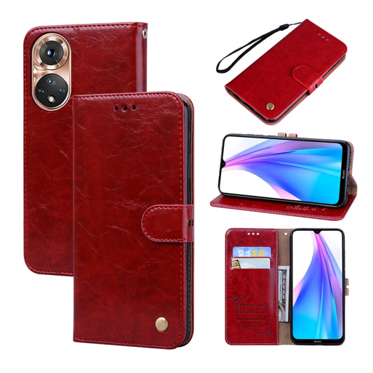 For Honor 50 Oil Wax Texture Leather Phone Case(Red) - Honor Cases by buy2fix | Online Shopping UK | buy2fix