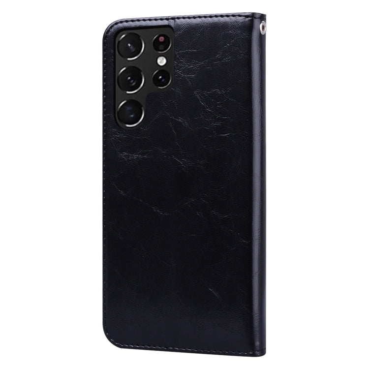 For Samsung Galaxy S22 Ultra 5G Oil Wax Texture Leather Phone Case(Black) - Galaxy S22 Ultra 5G Cases by buy2fix | Online Shopping UK | buy2fix