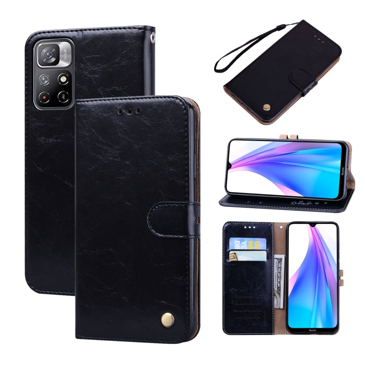 For Xiaomi Redmi Poco M4 Pro 5G / Redmi Note 11T 5G Oil Wax Texture Leather Phone Case(Black) - Xiaomi Cases by buy2fix | Online Shopping UK | buy2fix