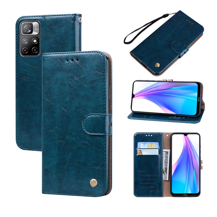 For Xiaomi Poco M4 Pro 5G / Redmi Note 11T 5G Oil Wax Texture Leather Phone Case(Blue) - Xiaomi Cases by buy2fix | Online Shopping UK | buy2fix