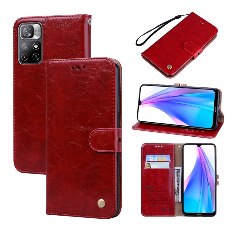 For Xiaomi Poco M4 Pro 5G / Redmi Note 11T 5G Oil Wax Texture Leather Phone Case(Red) - Xiaomi Cases by buy2fix | Online Shopping UK | buy2fix