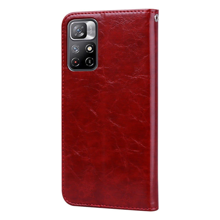 For Xiaomi Poco M4 Pro 5G / Redmi Note 11T 5G Oil Wax Texture Leather Phone Case(Red) - Xiaomi Cases by buy2fix | Online Shopping UK | buy2fix
