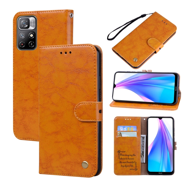 For Xiaomi Poco M4 Pro 5G / Redmi Note 11T 5G Oil Wax Texture Leather Phone Case(Yellow) - Xiaomi Cases by buy2fix | Online Shopping UK | buy2fix