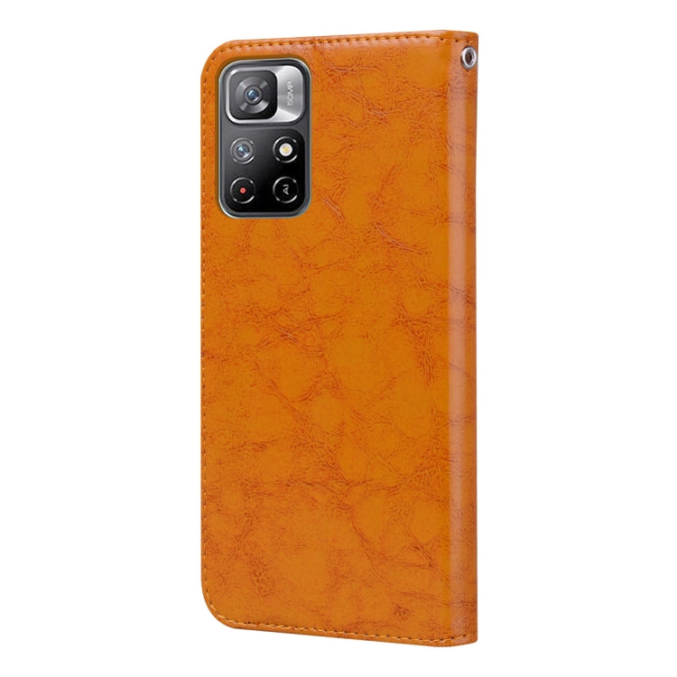 For Xiaomi Poco M4 Pro 5G / Redmi Note 11T 5G Oil Wax Texture Leather Phone Case(Yellow) - Xiaomi Cases by buy2fix | Online Shopping UK | buy2fix
