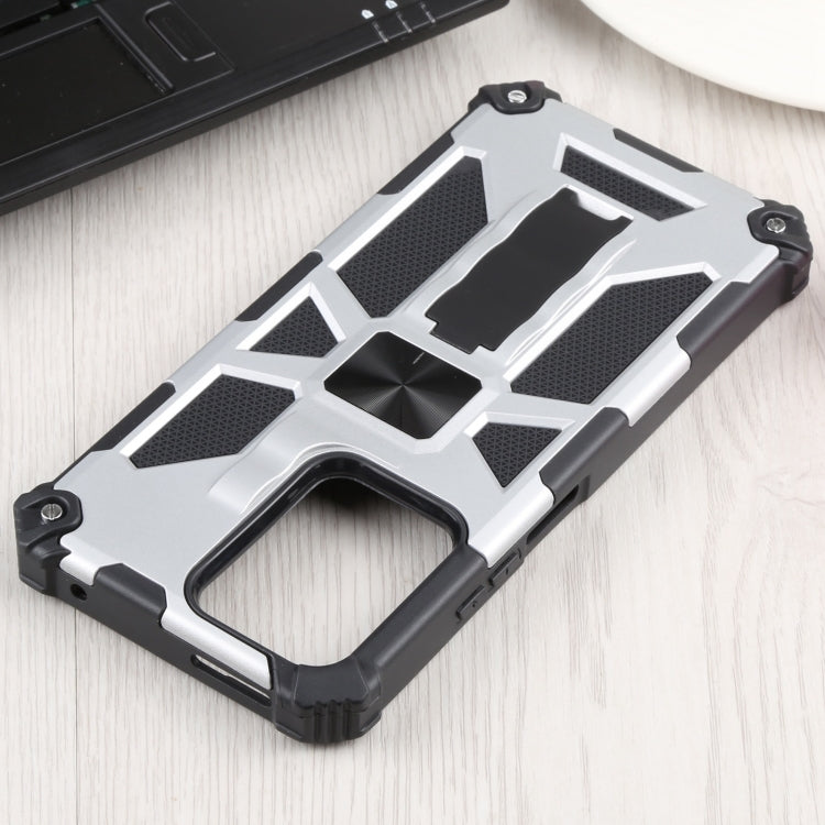 For Xiaomi Mi 11T / 11T Pro Shockproof TPU + PC Magnetic Protective Phone Case with Holder(Silver) - Xiaomi Cases by buy2fix | Online Shopping UK | buy2fix