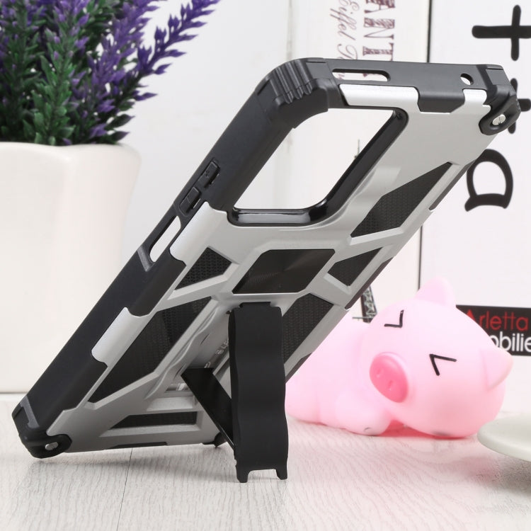 For Xiaomi Mi 11T / 11T Pro Shockproof TPU + PC Magnetic Protective Phone Case with Holder(Silver) - Xiaomi Cases by buy2fix | Online Shopping UK | buy2fix
