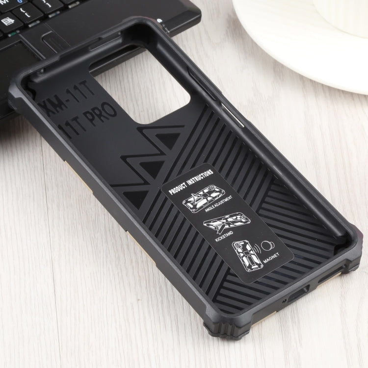 For Xiaomi Mi 11T / 11T Pro Shockproof TPU + PC Magnetic Protective Phone Case with Holder(Gold) - Xiaomi Cases by buy2fix | Online Shopping UK | buy2fix