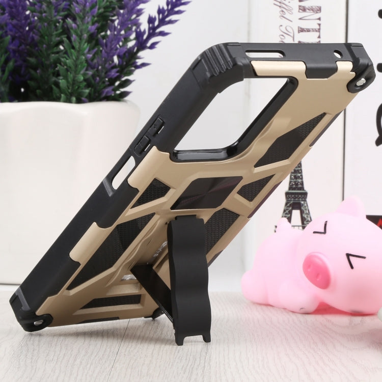 For Xiaomi Mi 11T / 11T Pro Shockproof TPU + PC Magnetic Protective Phone Case with Holder(Gold) - Xiaomi Cases by buy2fix | Online Shopping UK | buy2fix