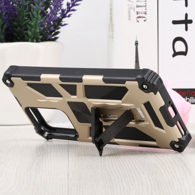 For Xiaomi Mi 11T / 11T Pro Shockproof TPU + PC Magnetic Protective Phone Case with Holder(Gold) - Xiaomi Cases by buy2fix | Online Shopping UK | buy2fix