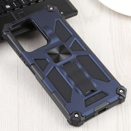 For Xiaomi Mi 11T / 11T Pro Shockproof TPU + PC Magnetic Protective Phone Case with Holder(Blue) by buy2fix