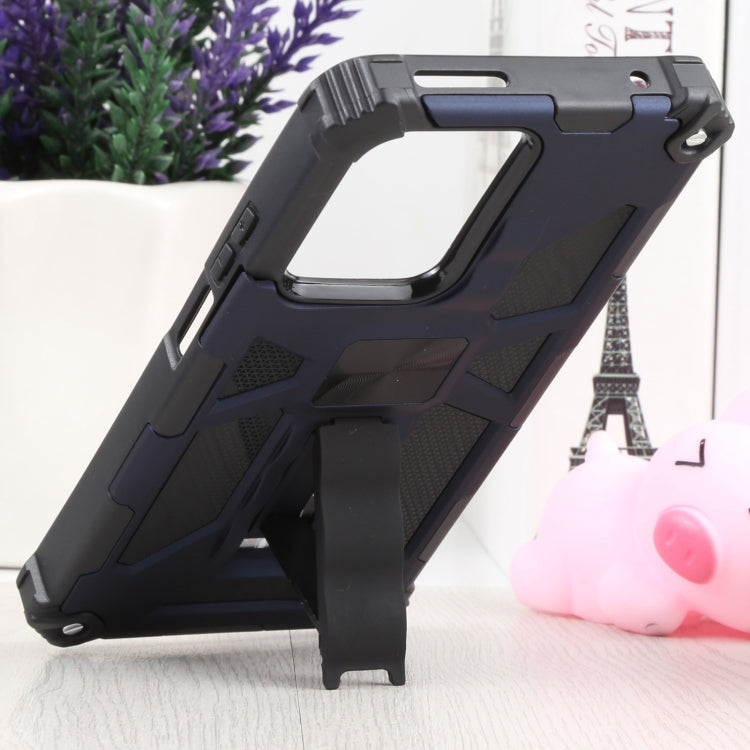 For Xiaomi Mi 11T / 11T Pro Shockproof TPU + PC Magnetic Protective Phone Case with Holder(Blue) - Xiaomi Cases by buy2fix | Online Shopping UK | buy2fix