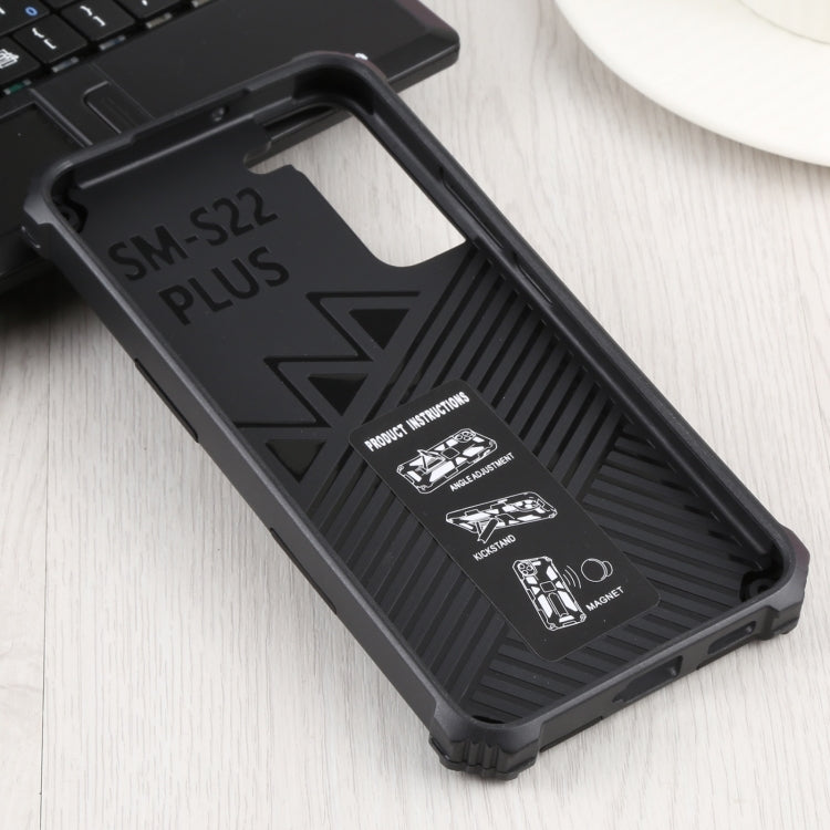 For Samsung Galaxy S22+ 5G Shockproof TPU + PC Magnetic Protective Phone Case with Holder(Black) - Galaxy S22+ 5G Cases by buy2fix | Online Shopping UK | buy2fix