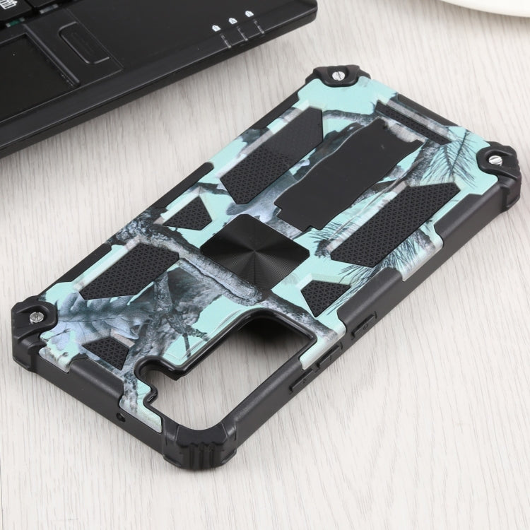 For Samsung Galaxy S22 5G Camouflage Armor Kickstand TPU + PC Magnetic Phone Case(Mint Green) - Galaxy S22 5G Cases by buy2fix | Online Shopping UK | buy2fix